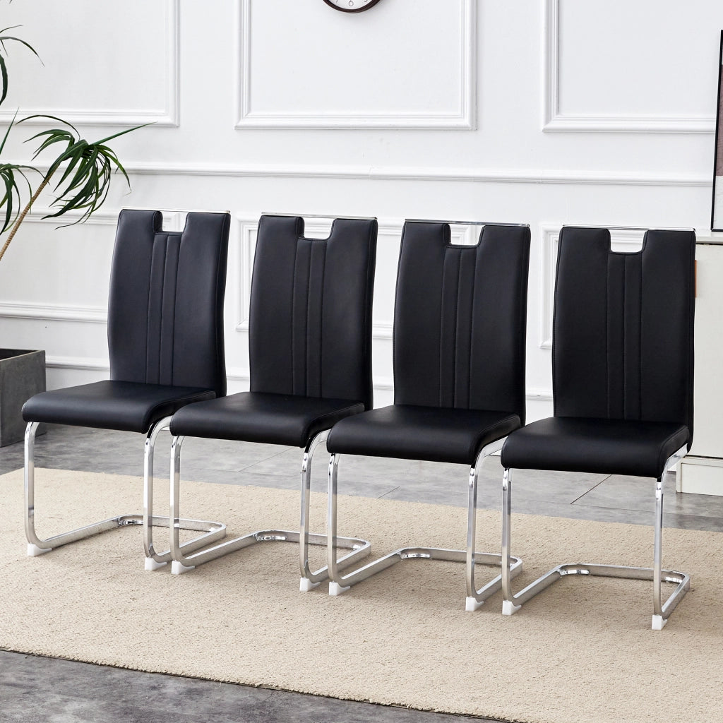 Set di 2 sedie da pranzo con schienale ergonomico e piedini antiscivolo in PU nero