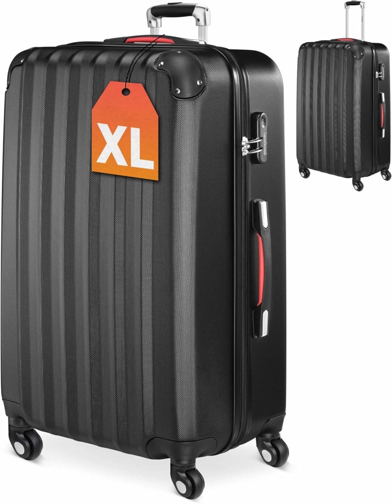 Valigia a Guscio Rigido XL Trolley Lucchetto 4 Ruote Bagaglio Manico Telescopico Alluminio