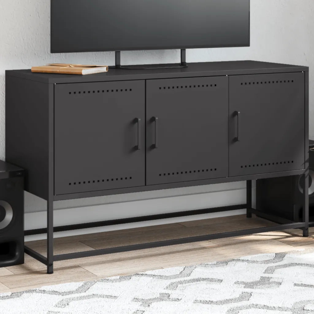 Mobile TV-Credenza per TV-Console TV Nero 100,5x39x60,5 cm in Acciaio 504618