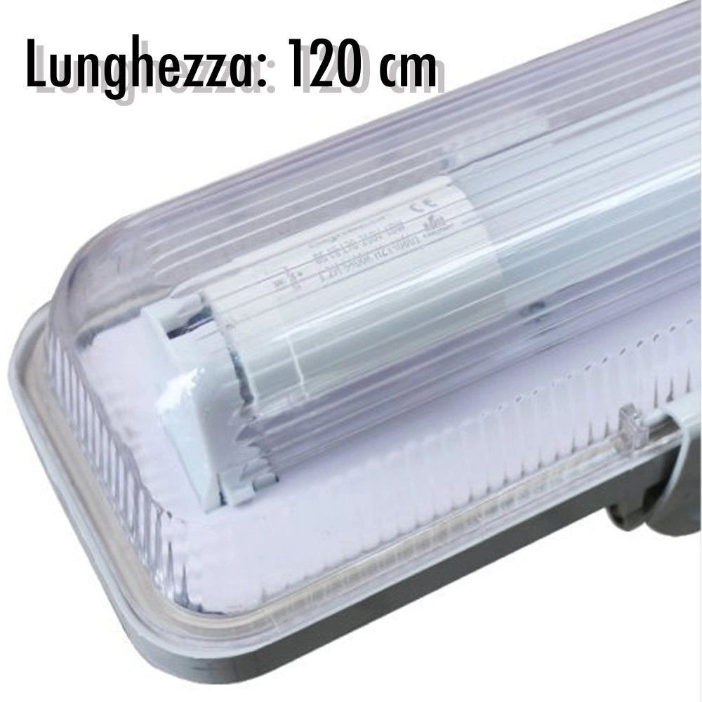 Trade Shop - Plafoniera Stagna Completa Di Tubo Neon A Led 120cm Per Soffitto A Parete Ip65 -