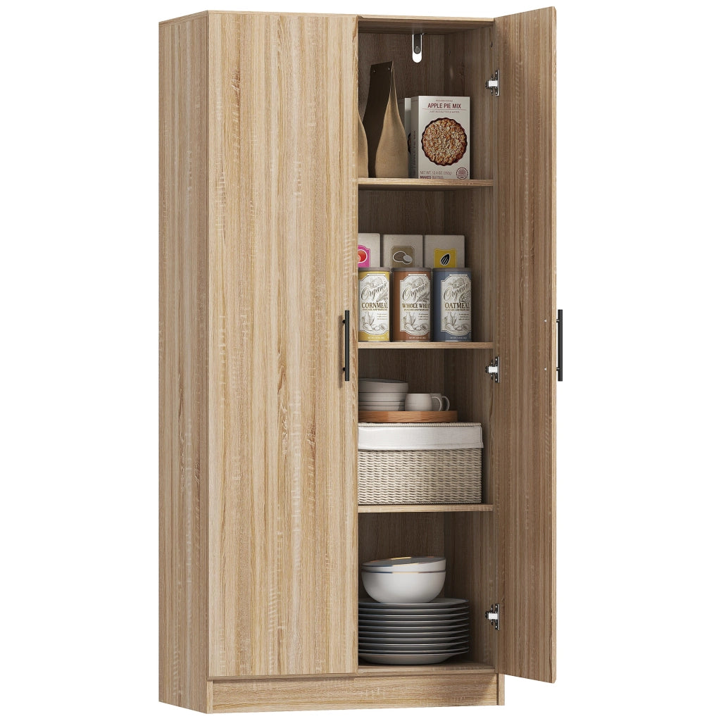 Credenza Cucina Moderna con 2 Ripiani Regolabili e Ante a Chiusura Ammortizzata, 75x40x165 cm, Legno