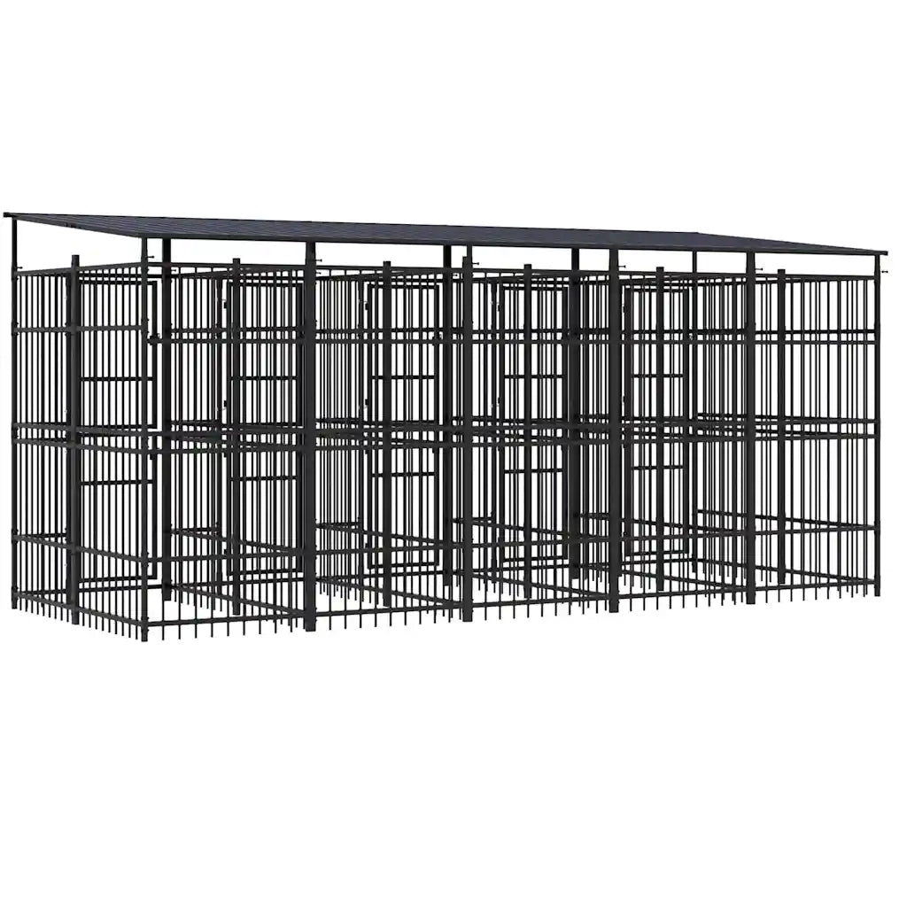 Gabbia per Cani da Esterno con Tetto in Acciaio 9,22 mÂ² cod mxl 41598