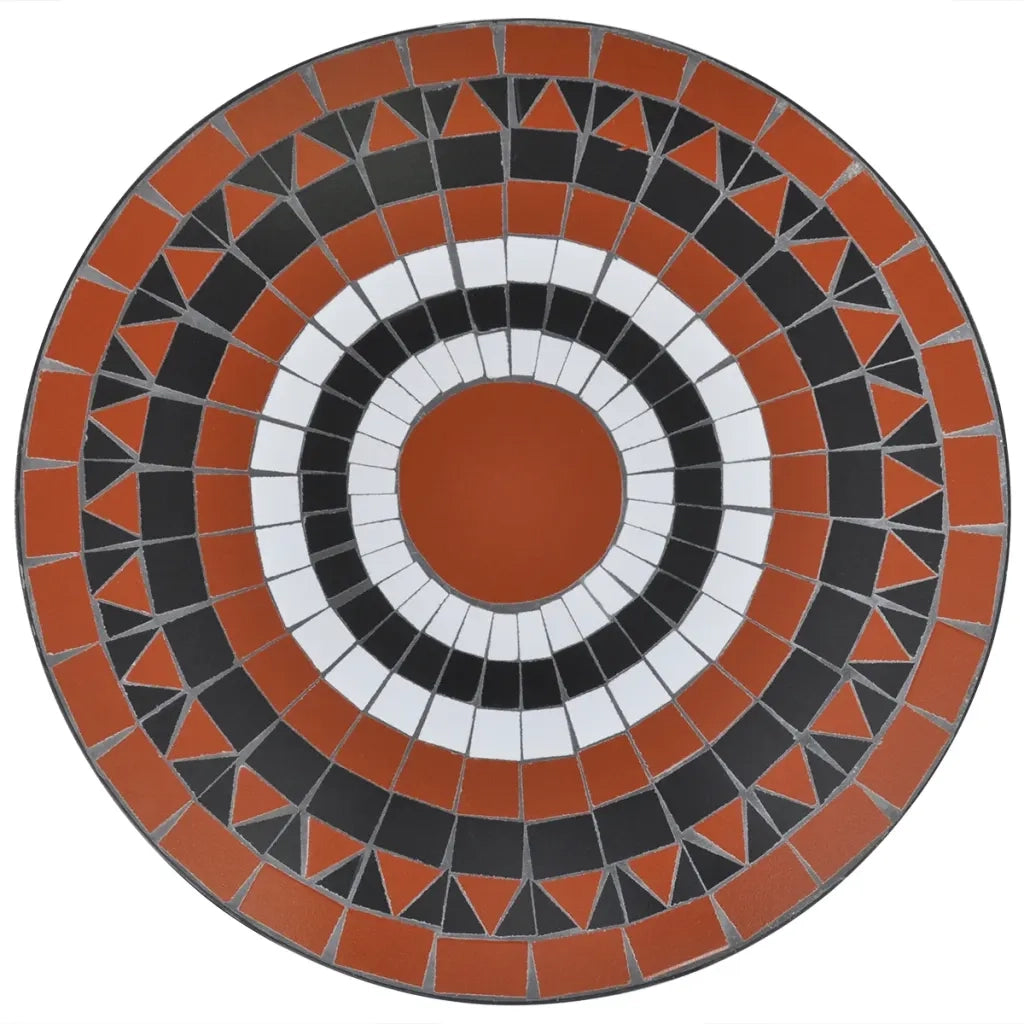 Set da Bistrot 3 pz Piastrelle di Ceramica Terracotta e Bianco cod mxl 49916
