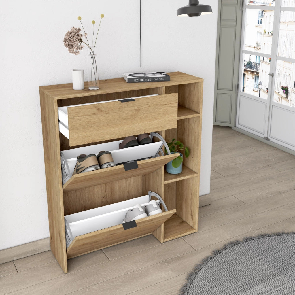 Scarpiera Ingresso, 90x27x102cm, 10 paia di scarpe, Armadio, Rovere