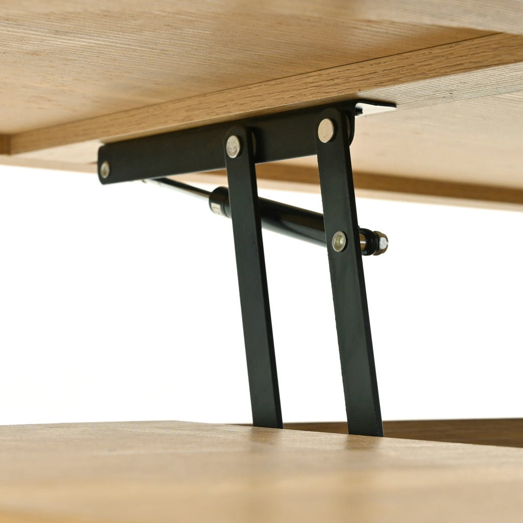 Tavolino da caffè 110x55.5x40 cm; altezza regolabile con piano sollevabile; MDF; colore naturale
