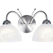 Applique Contemporanea Milanese Acciaio Argento Vetro 2 Luci E14