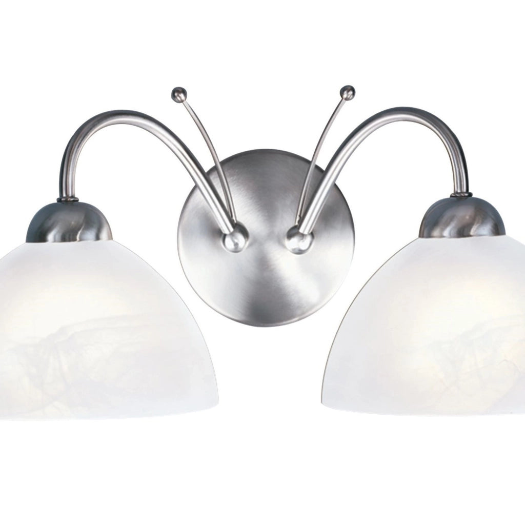 Applique Contemporanea Milanese Acciaio Argento Vetro 2 Luci E14