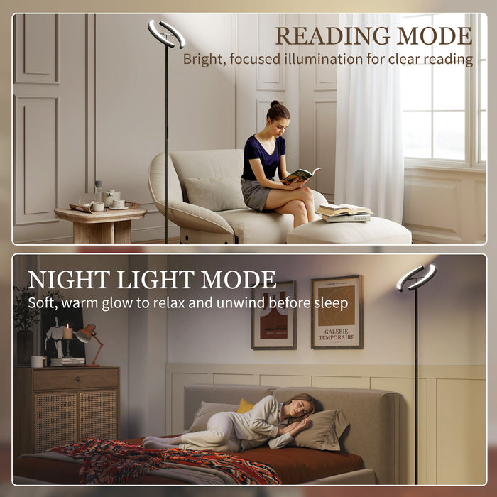 Lampada da Terra Dimmerabile 2700K-6000K con Telecomando e Doppia Testa Girevole a 350° Nero