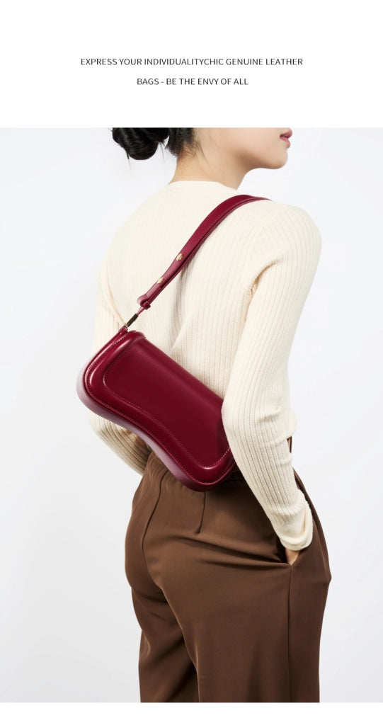 Borsa a tracolla da donna in vera pelle, colore rosso