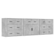 Credenze 3 pz | Madia | Buffet da pranzo | Armadio da pranzo Grigio Cemento in Legno Multistrato