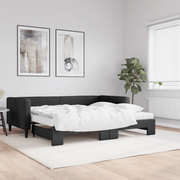Divano Letto Estraibile con Materassi Nero 90x190 cm in Tessuto 3196608