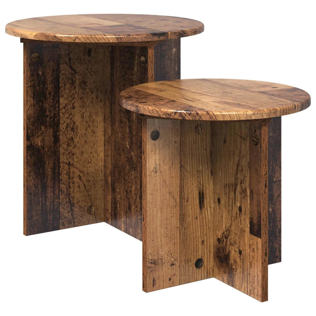 Set tavolini 2 pz Legno antico Ø 45 x 45 cm 8001017