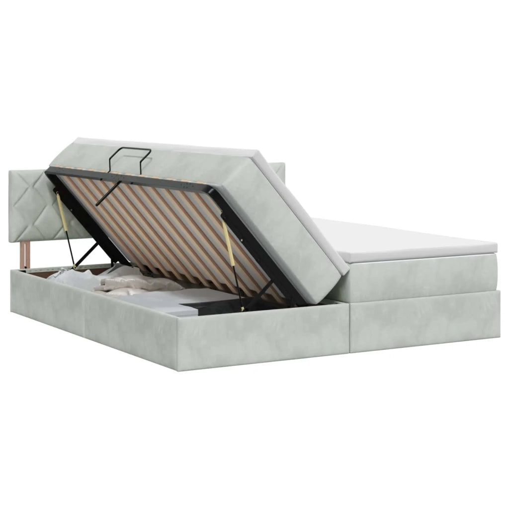Letto con Contenitore con testiera 2 pz Grigio Chiaro 3458961