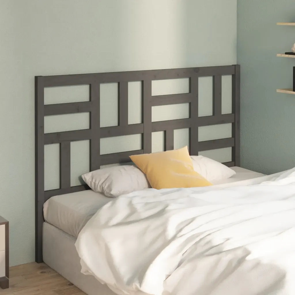 Testiera per Letto Grigia 126x4x104cm in Legno Massello di Pino 818182