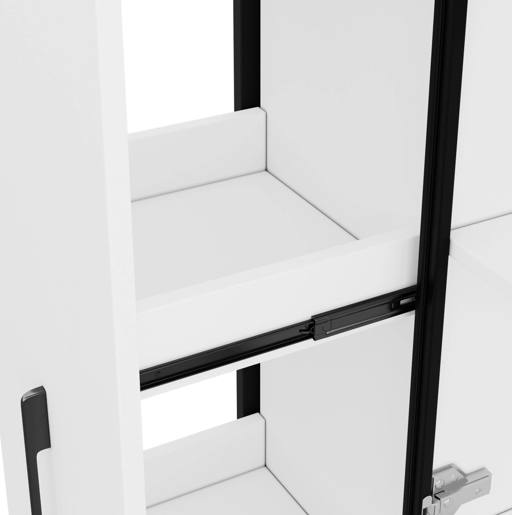 Vetrina bianca 70×38×160 cm con ripiani estraibili e LED