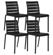 Set 4 Sedie In Polipropilene e Fibra Di Vetro Sedia Cucina Trattamento Uv Antiscolorimento Giardino Interno Esterno Moderne Robuste Resistenti Seduta Terrazzo Soggiorno Bar Ristorante Impilabili Nina-Nero