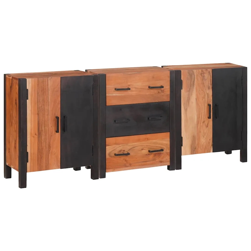 Credenza 3 pcs Marrone 55 x 30 x 75 cm Legno di Acacia Massello 3321525