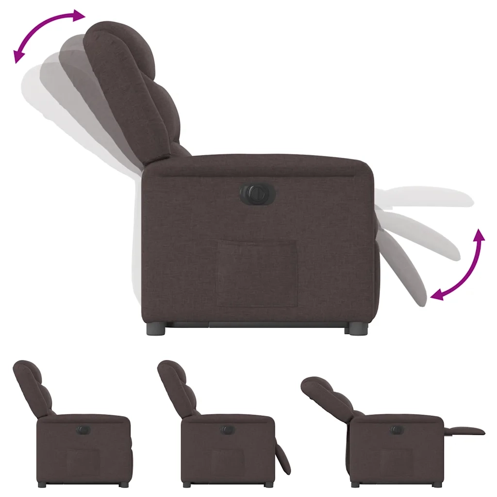 vidaXL Poltrona Alzapersona Reclinante Elettrica Marrone Scuro Tessuto