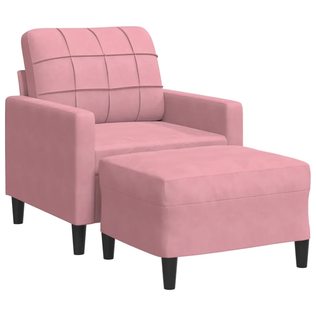 Poltrona con Poggiapiedi Rosa 60 cm Velluto