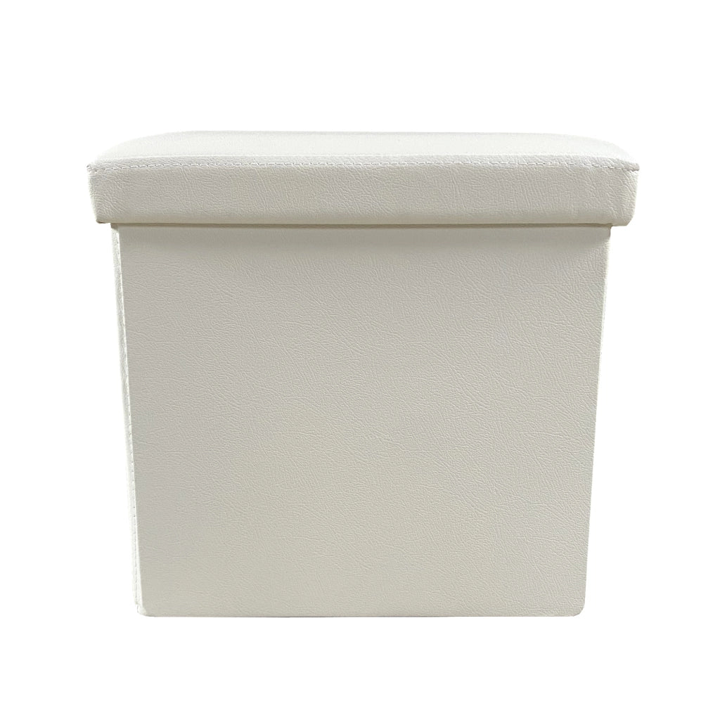 Puff Ottomano Quadrato Portaoggetti Pieghevole in Similpelle 38x38x38cm | Nyana Casa | Stile ottomano | Similpelle resistente | Nero, grigio e beige