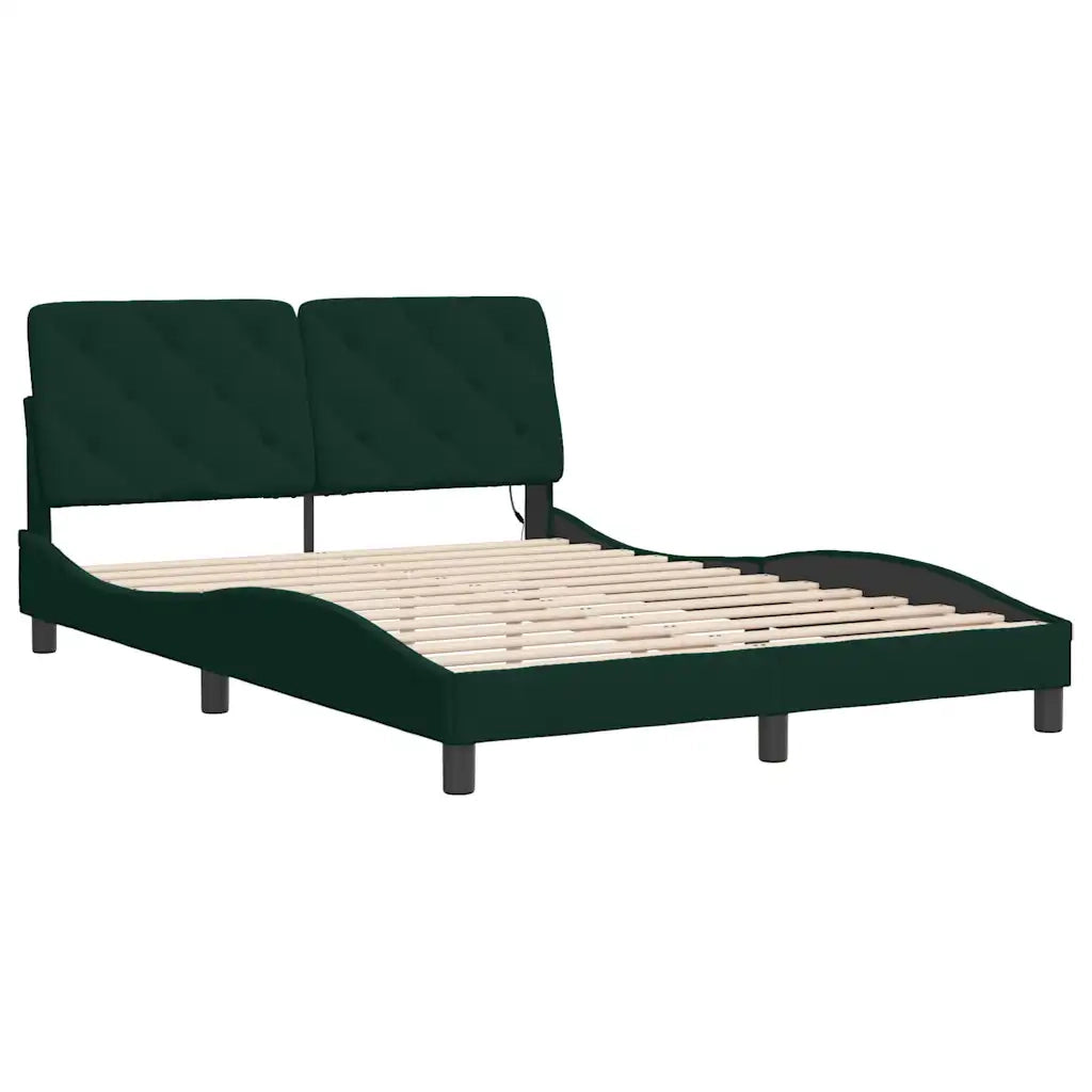 Giroletto con LED senza Materasso-Struttura Letto Verde Scuro 120x200 cm in Velluto