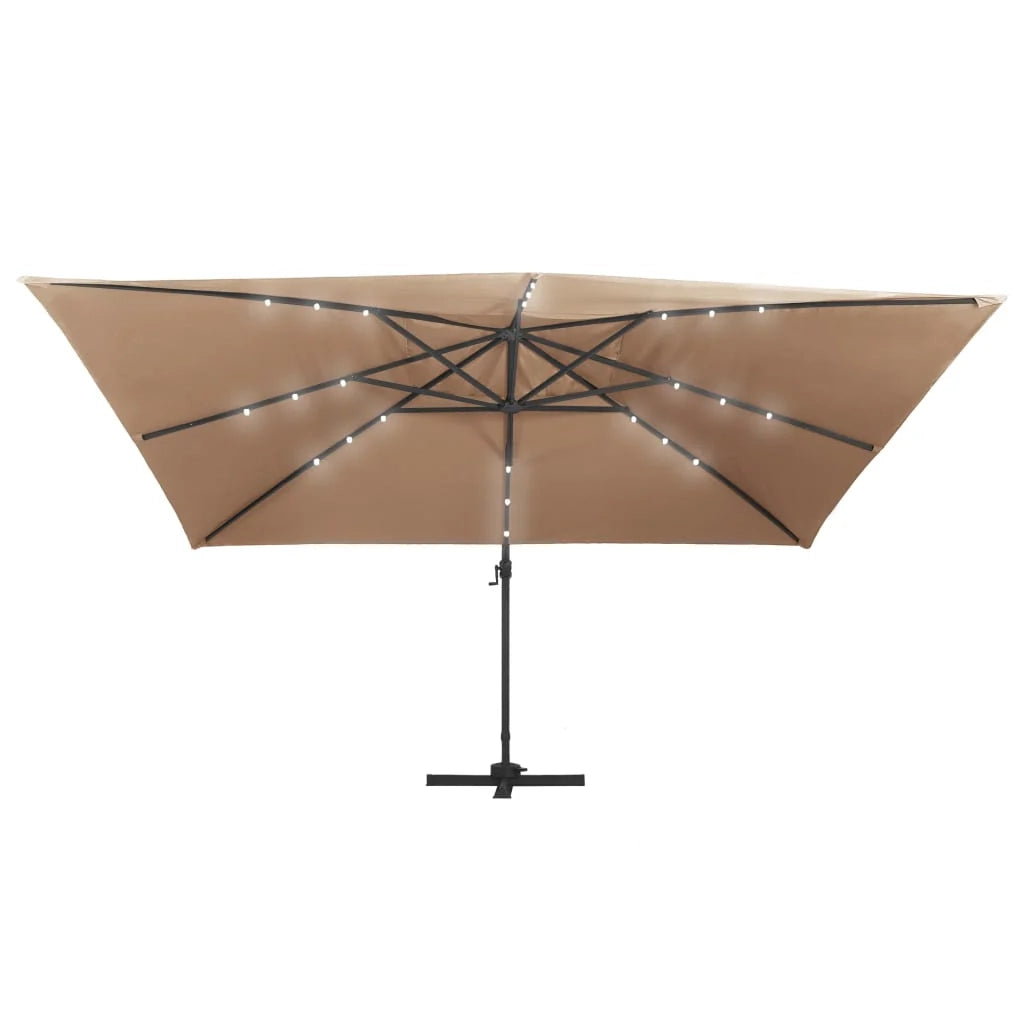 Ombrellone a braccio con luci LED alluminio 400 x 300 cm tortora 02_0008452