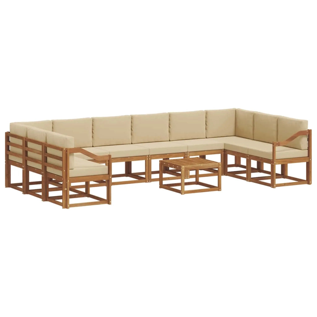 Set di divani da esterno con cuscino 11 pcs Naturale e Beige