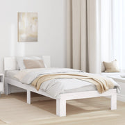 Struttura Letto con Testiera Bianca 75x190 cm Legno Massello di Pino