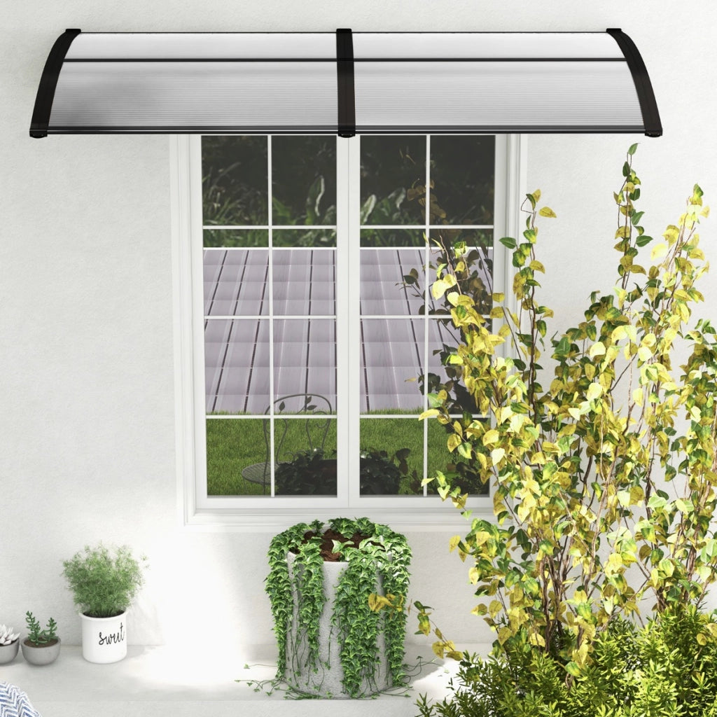 Tettoia per porta per protezione da sole pioggia neve, Tettoia per porta finestra in alluminio 199x99cm Grigio-Tende parasole