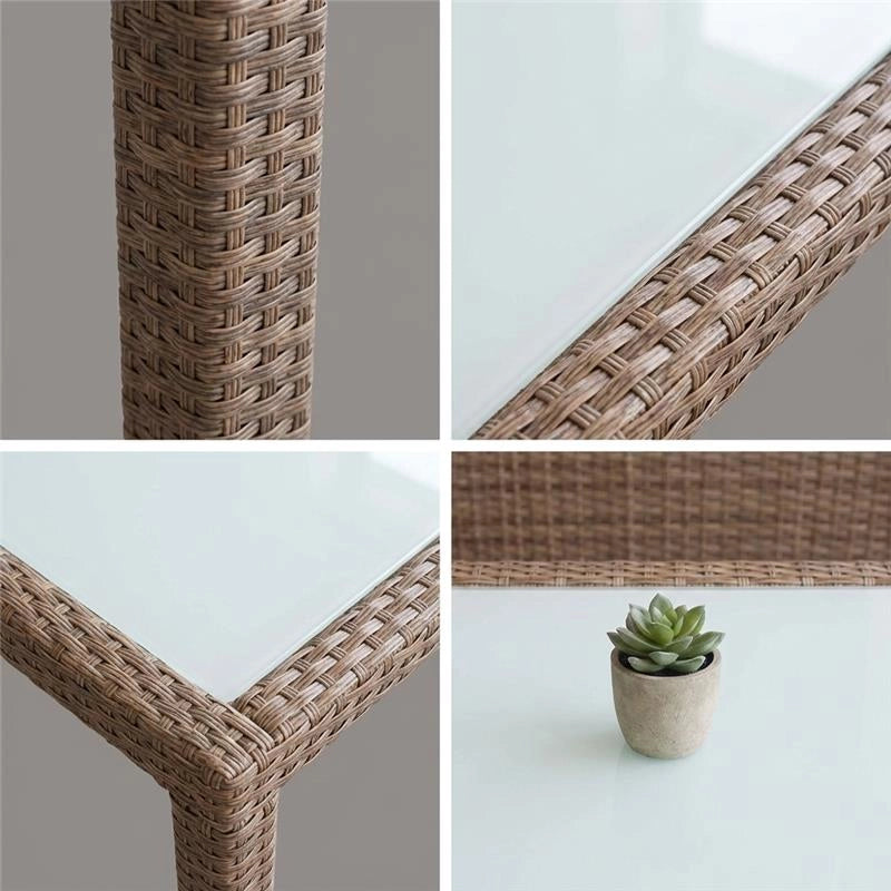 TAVOLO AZORE IN ACCIAIO E WICKER MARRONE 150 X 90CM