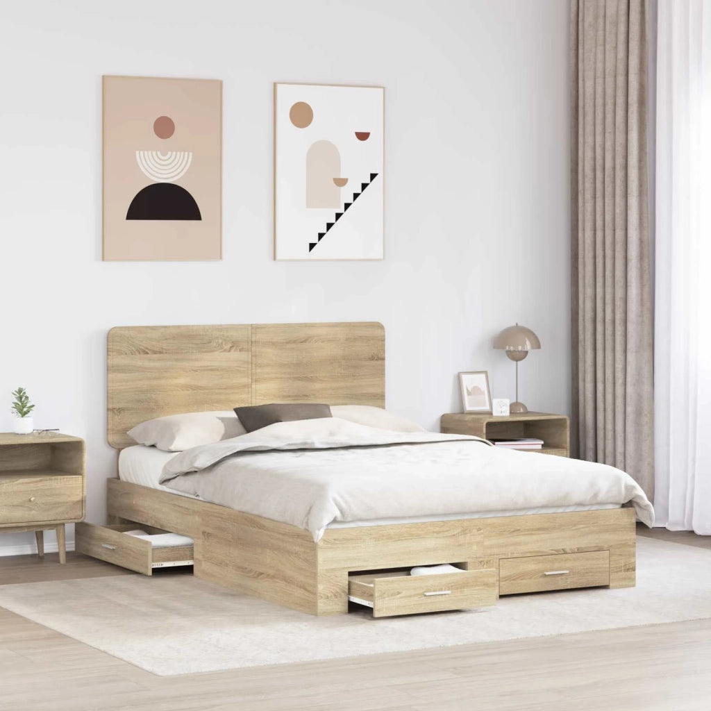 Struttura del letto con testiera Rovere Sonoma 140 x 200 cm 3412776