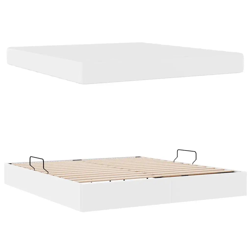 Letto con contenitore e materasso 2 pcs Bianco Pelle 3399617