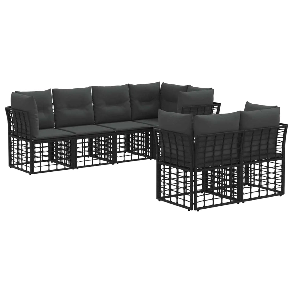 Set di divani da esterno con cuscino 7 pcs Nero Poliestere 3437511
