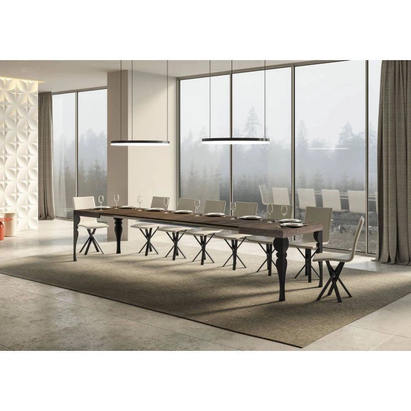 Tavolo allungabile 120/380x90 cm Paxon telaio Antracite - Noce