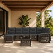 Set Divano da Giardino 8 pz Grigio e Grigio Scuro polyrattan 3435494