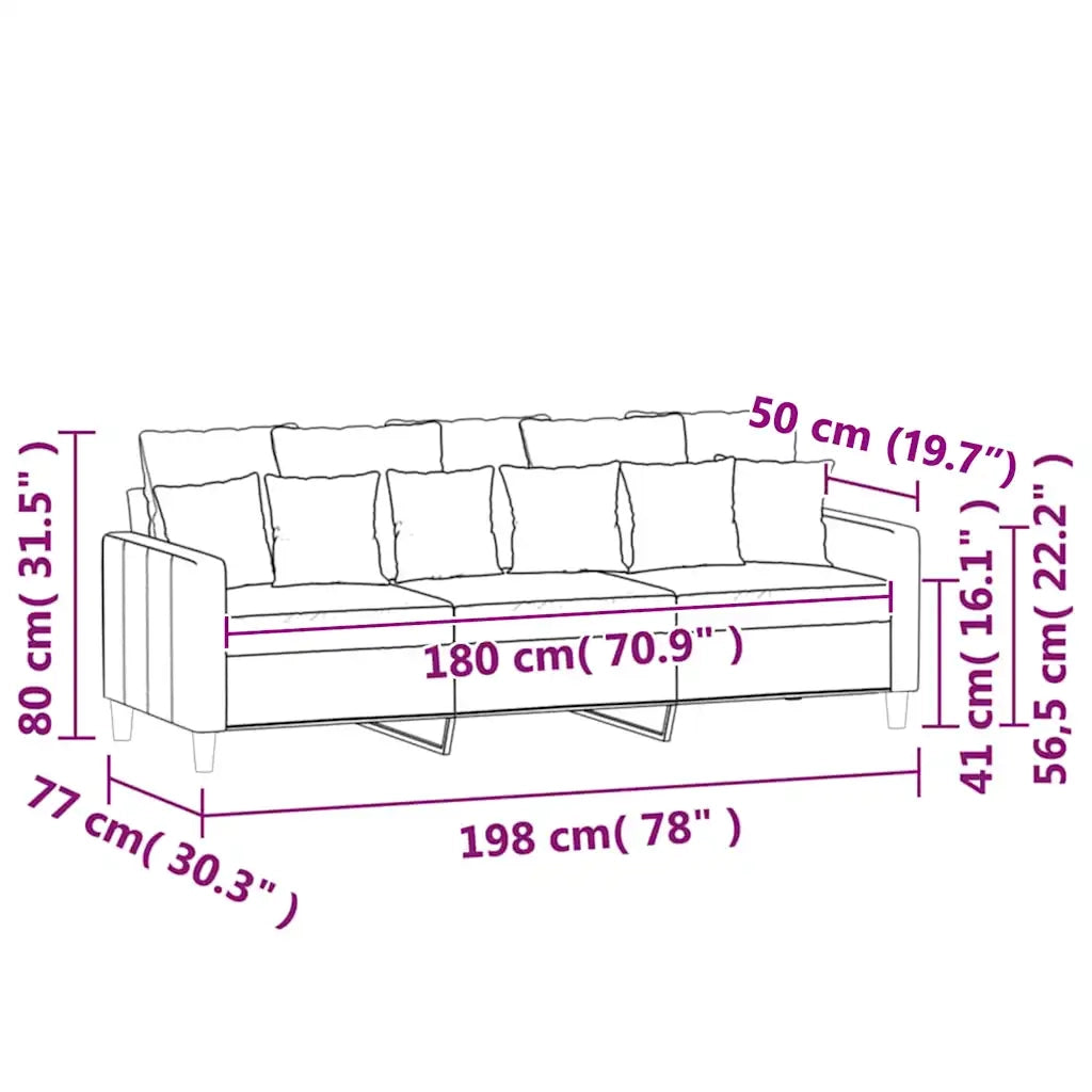 Divano a 3 Posti-Sofa 3 Posti rosa 180 cm in Velluto 324104