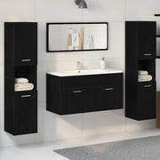 Set di Mobili per Bagno a 4 Pezzi in Legno Ingenerizzato Nero