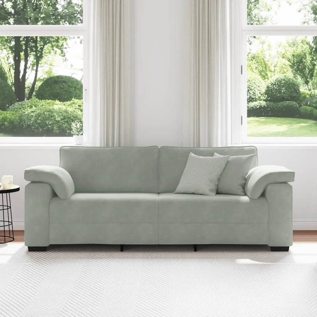 Divano a 3 Posti Grigio Chiaro 220x77x82 cm in Velluto 4105277