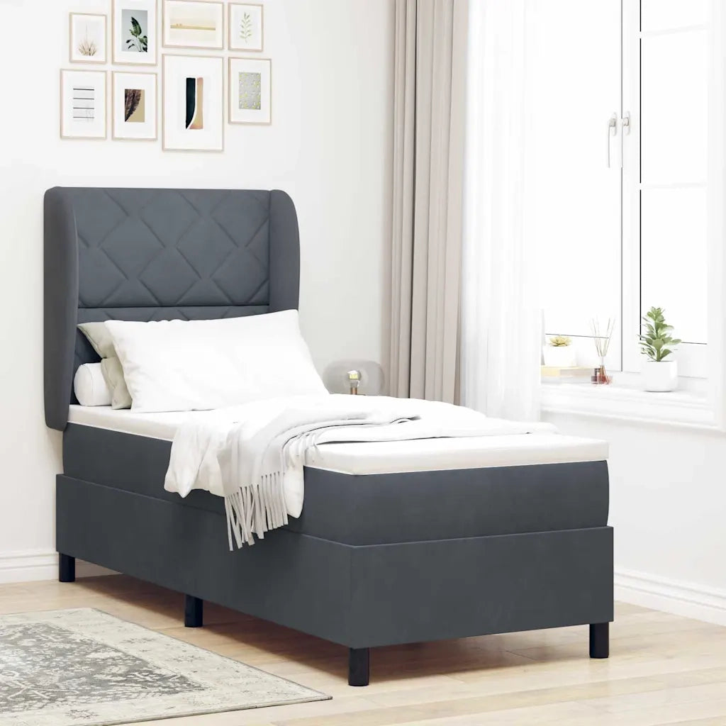 Letto a molle con materasso Grigio scuro 200 x 80 cm Poliestere 3340953