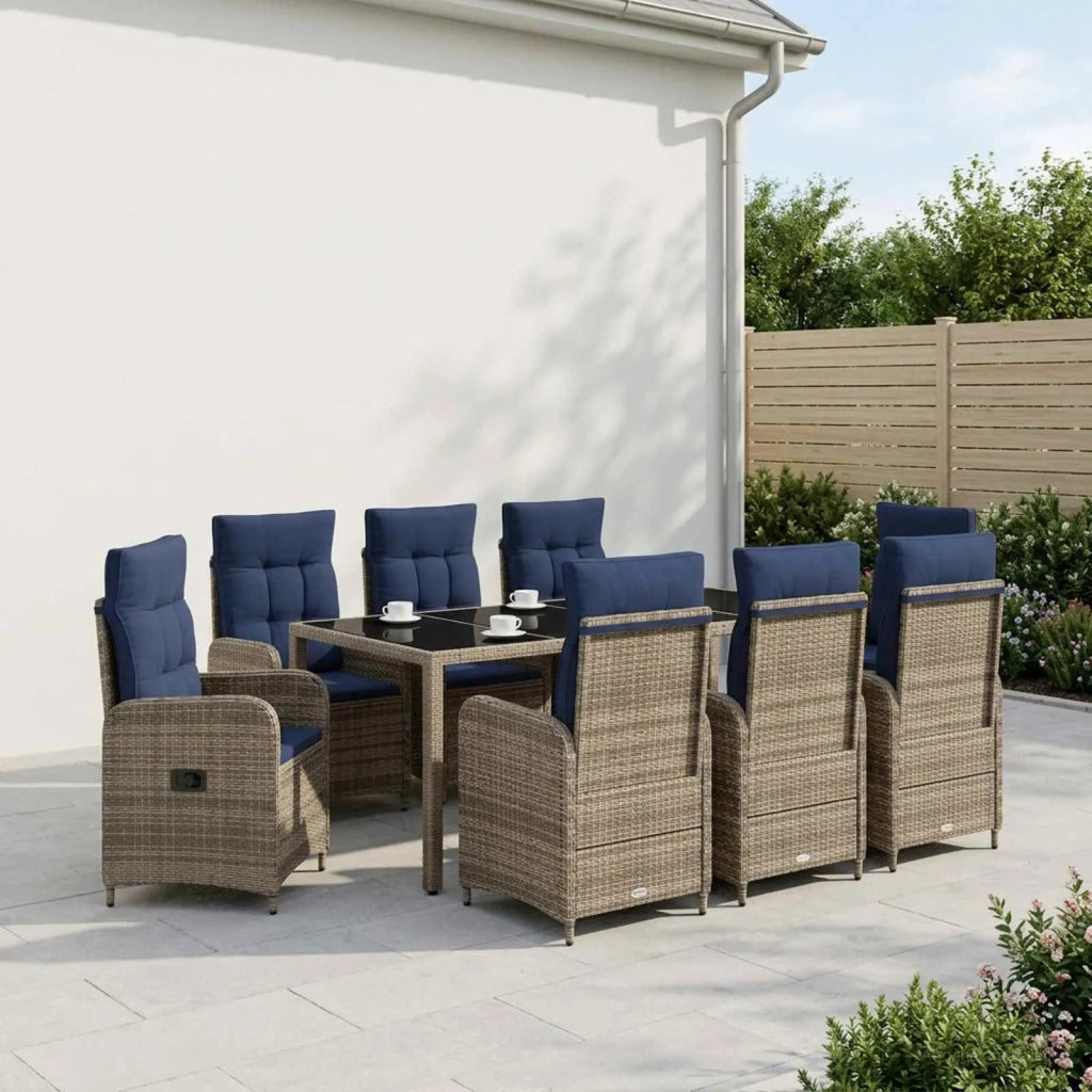 Set da pranzo per esterni 9 pz polyrattan 3422333