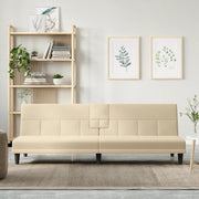 Divano Letto con Portabicchieri in Tessuto Crema 351866