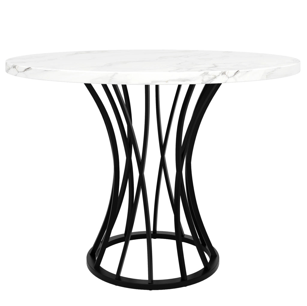 Tavolo da pranzo rotondo 80x80x76 cm in MDF e metallo; nero