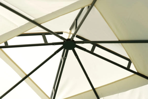Gazebo quadrato in ferro antracite, copertura poliestere ecru, 3x3 mt Illinois