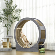 Ruota per gatti in legno con freno e tiragraffi, grigia