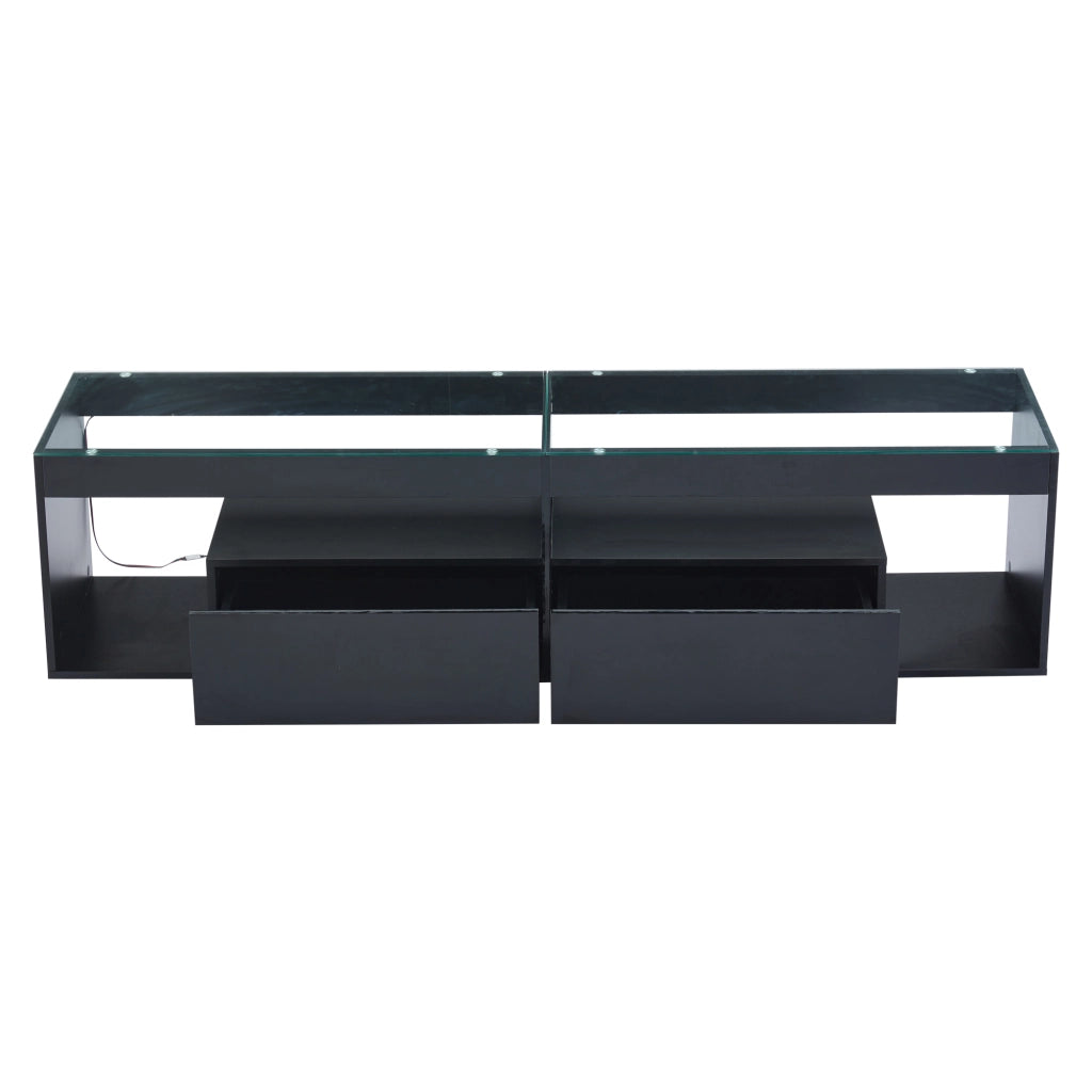 Mobile TV LED lucido - Zephmum- Fino a 70 pollici, 2 cassetti, nero