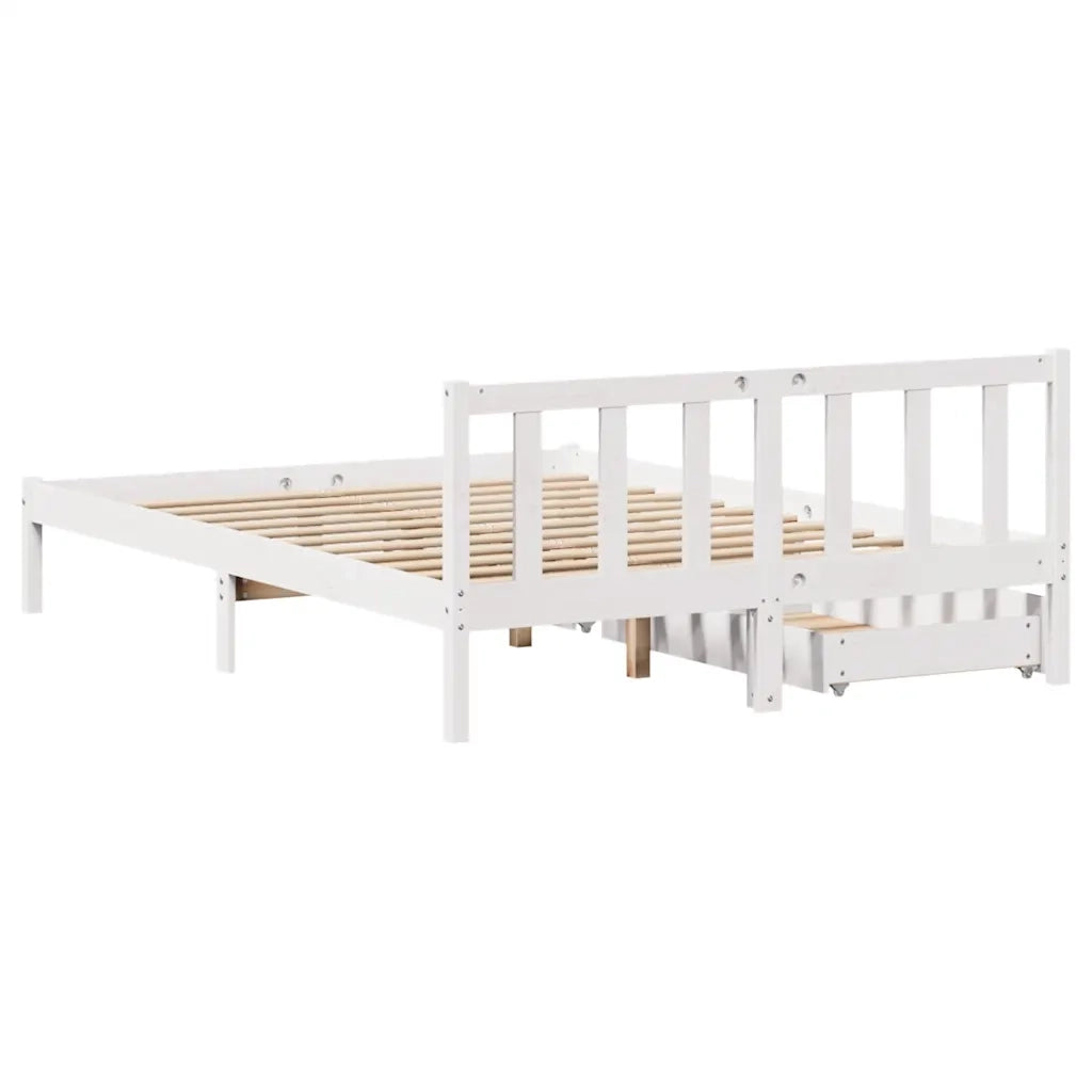 Letto senza Materasso Bianco 160x200 cm Legno Massello di Pino