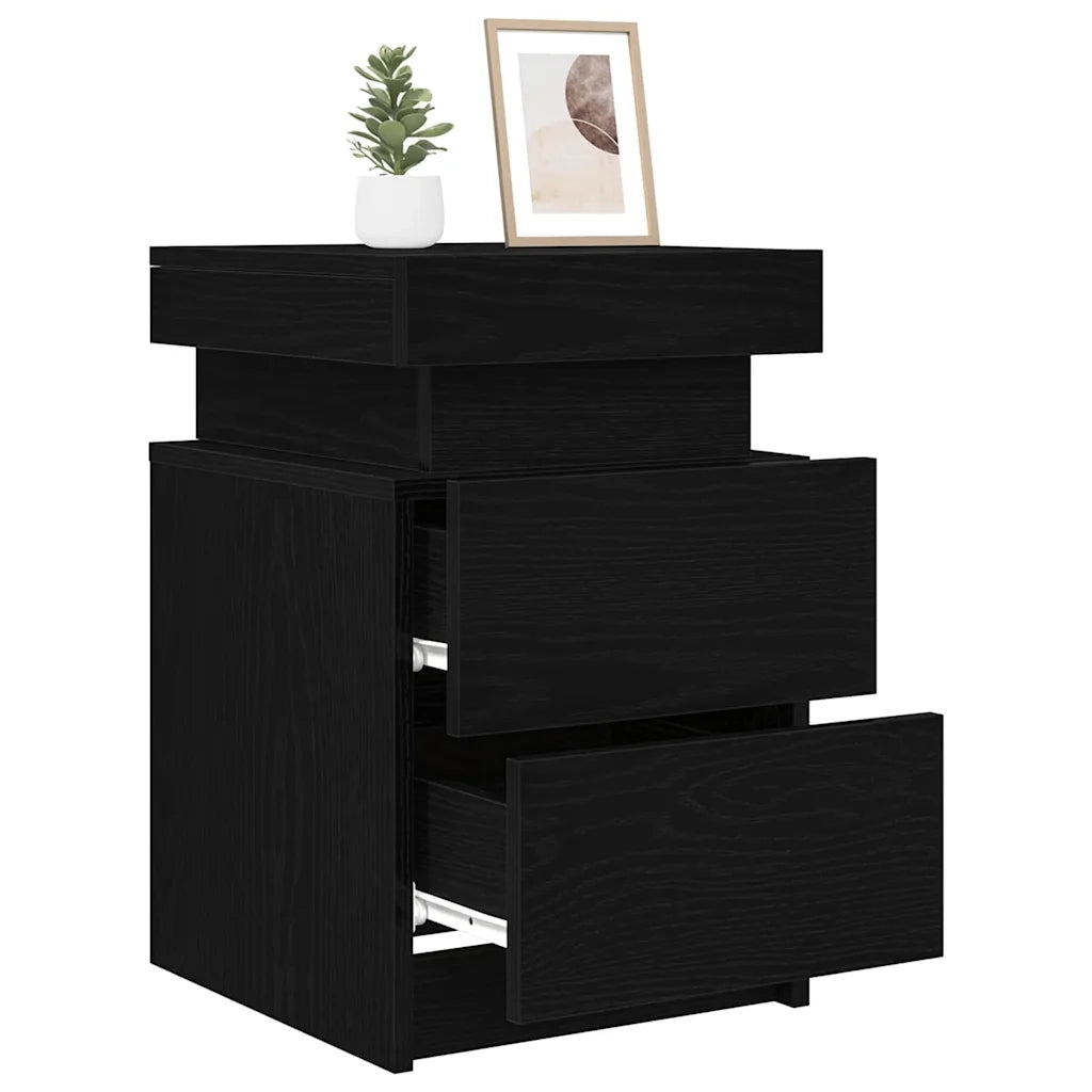 Armadio da Notte Rovere Nero 35 x 39 x 55 cm Legno multistrato 862178