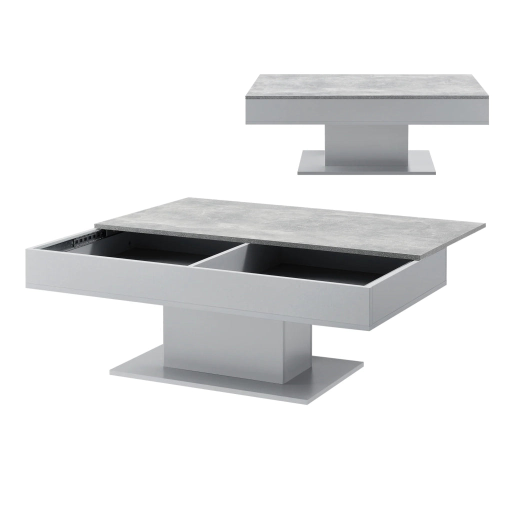 Tavolino da salotto con 2 vani portaoggetti 110 cm effetto cemento grigio 03_0006146