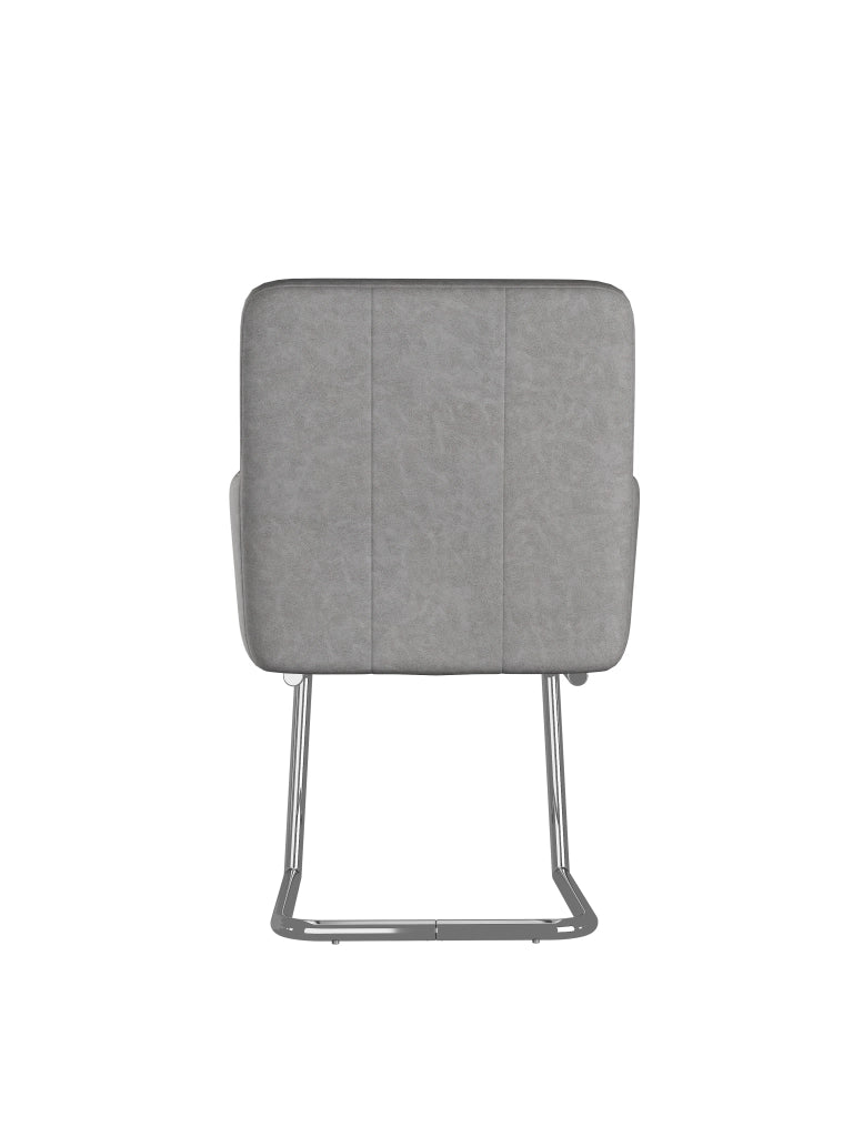 Set da 4 sedie da pranzo moderne in PU grigio con struttura in metallo a Z