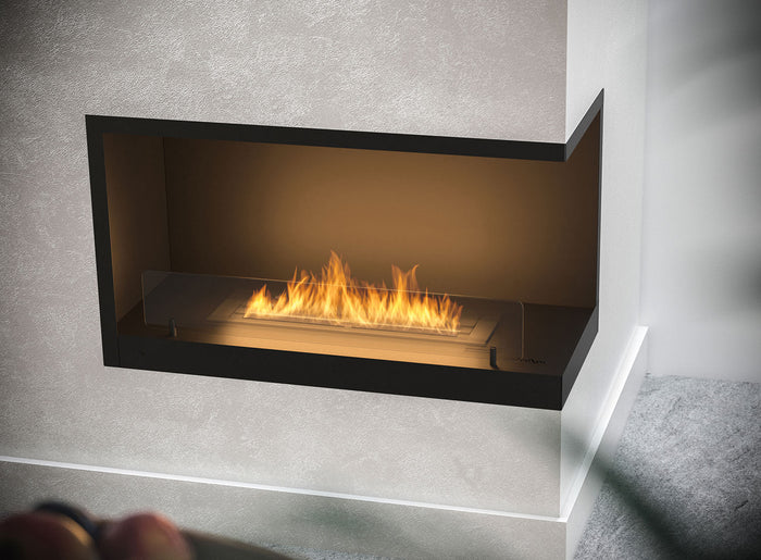 Camino a Bioetanolo da Incasso 80x45 cm Inside P800 V2 Angolo a Destra Nero con Vetro